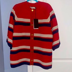 Gucci women stitched cardigan. Gold hardware and 4 pockets